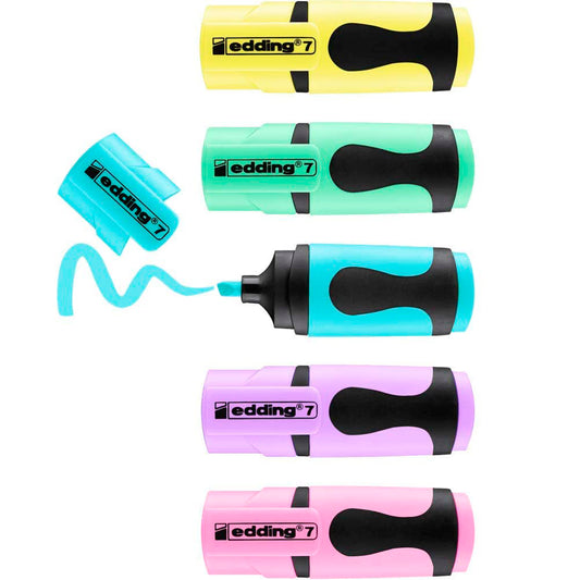 Marcatextos Edding Mini Pastel Punta Biselada 13mm Blister C/5 Pzas Papel