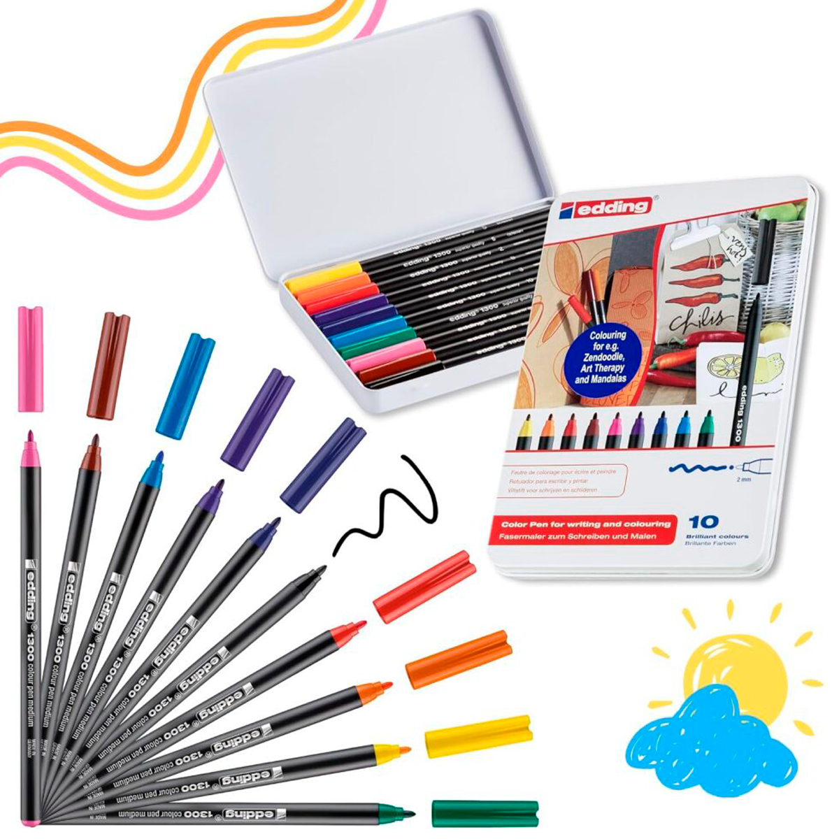 Rotulador Edding 1300 Punta 2mm Papel Estuche Metal C/10 Piezas