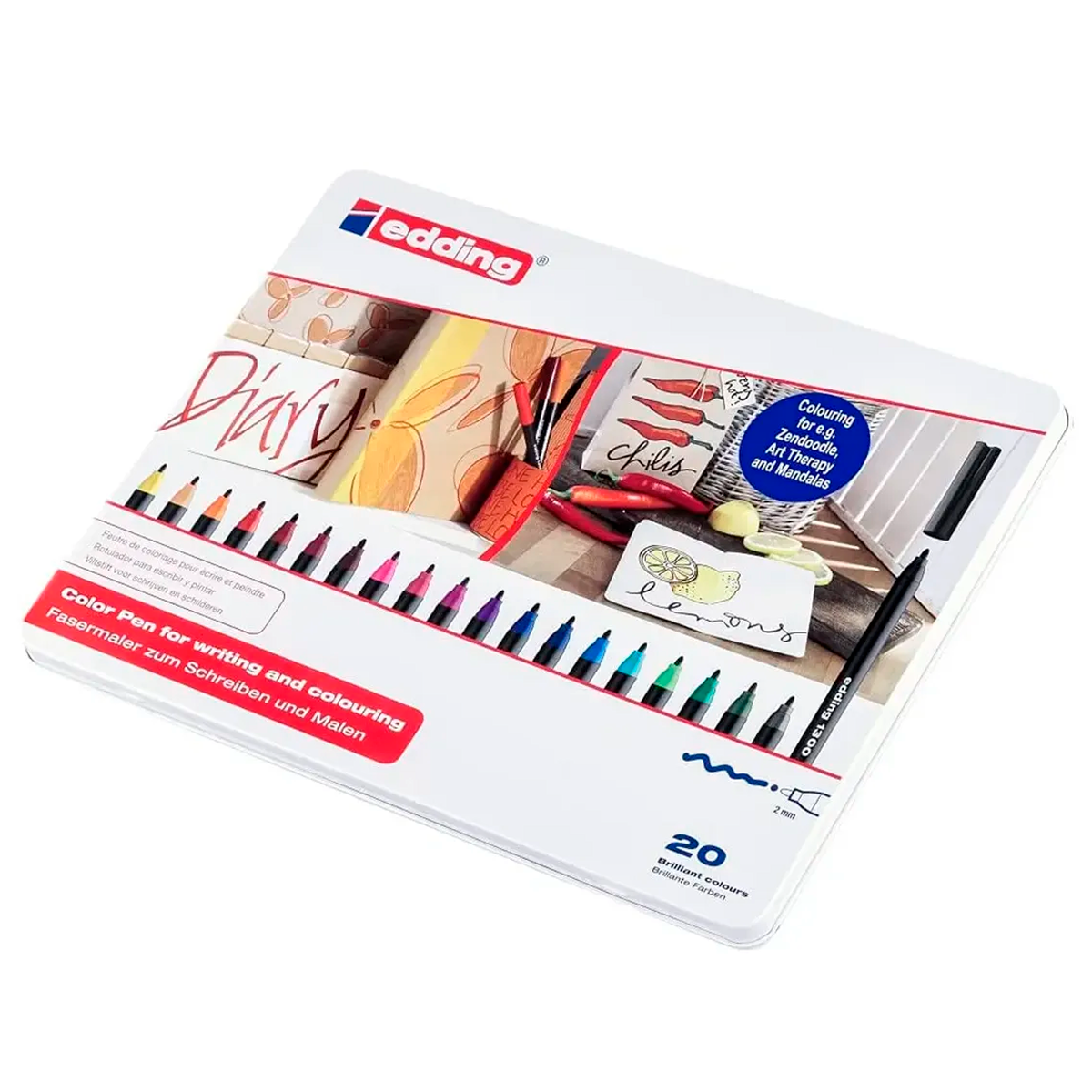 Rotulador Edding E-1300 Punta Conica 2mm Papel Estuche Metal C/20 Piezas