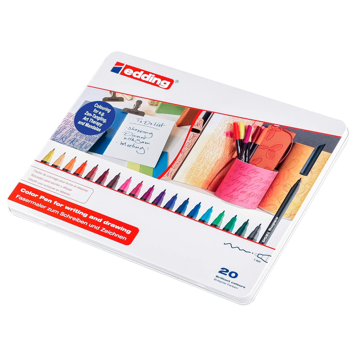 Rotulador Edding 1300 Punta Fibra 2mm Papel Estuche Metal C/40 Piezas