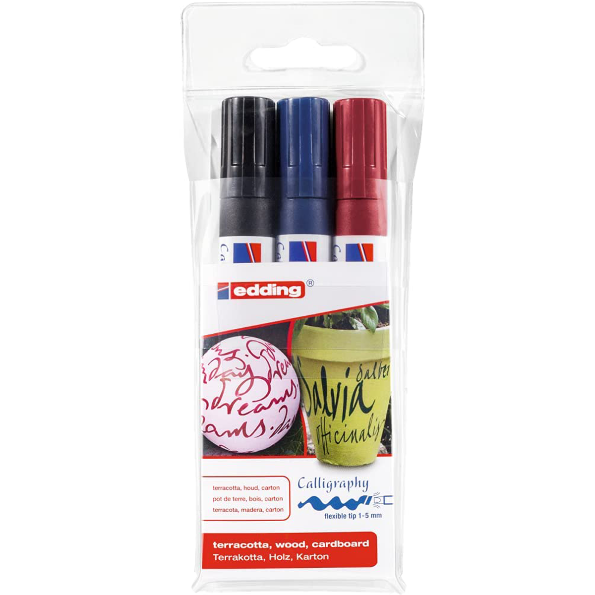 Rotulador Edding 1455 Punta Cuadrada Flexible 1-5mm Estuche C/3 Piezas