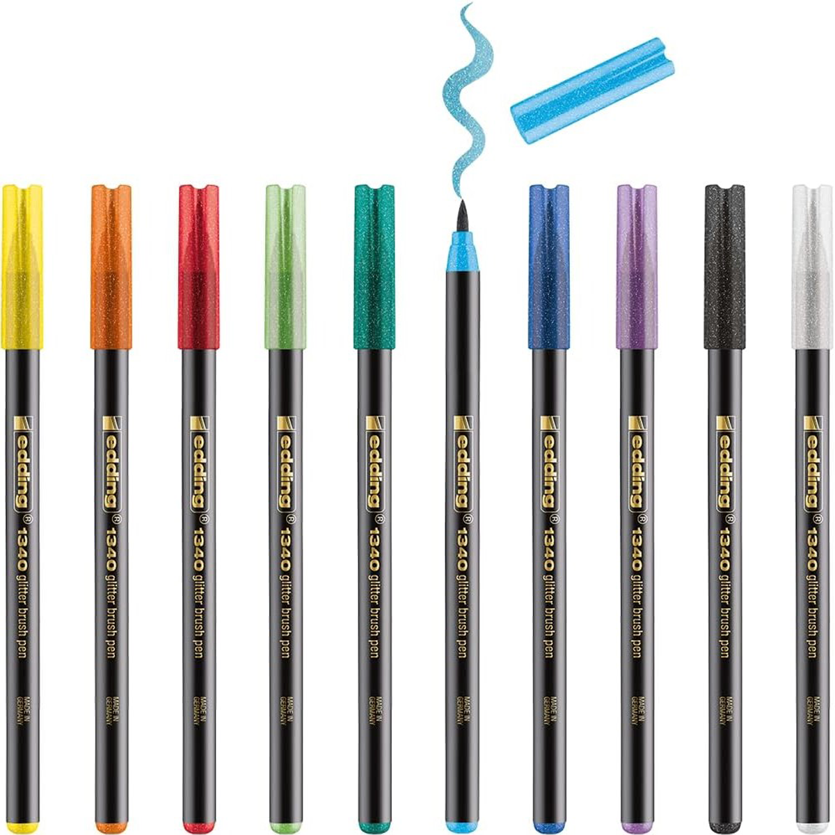 Rotulador Edding 1340 Brushpen Punta Pincel Flexible Glitter Set c/10 Piezas