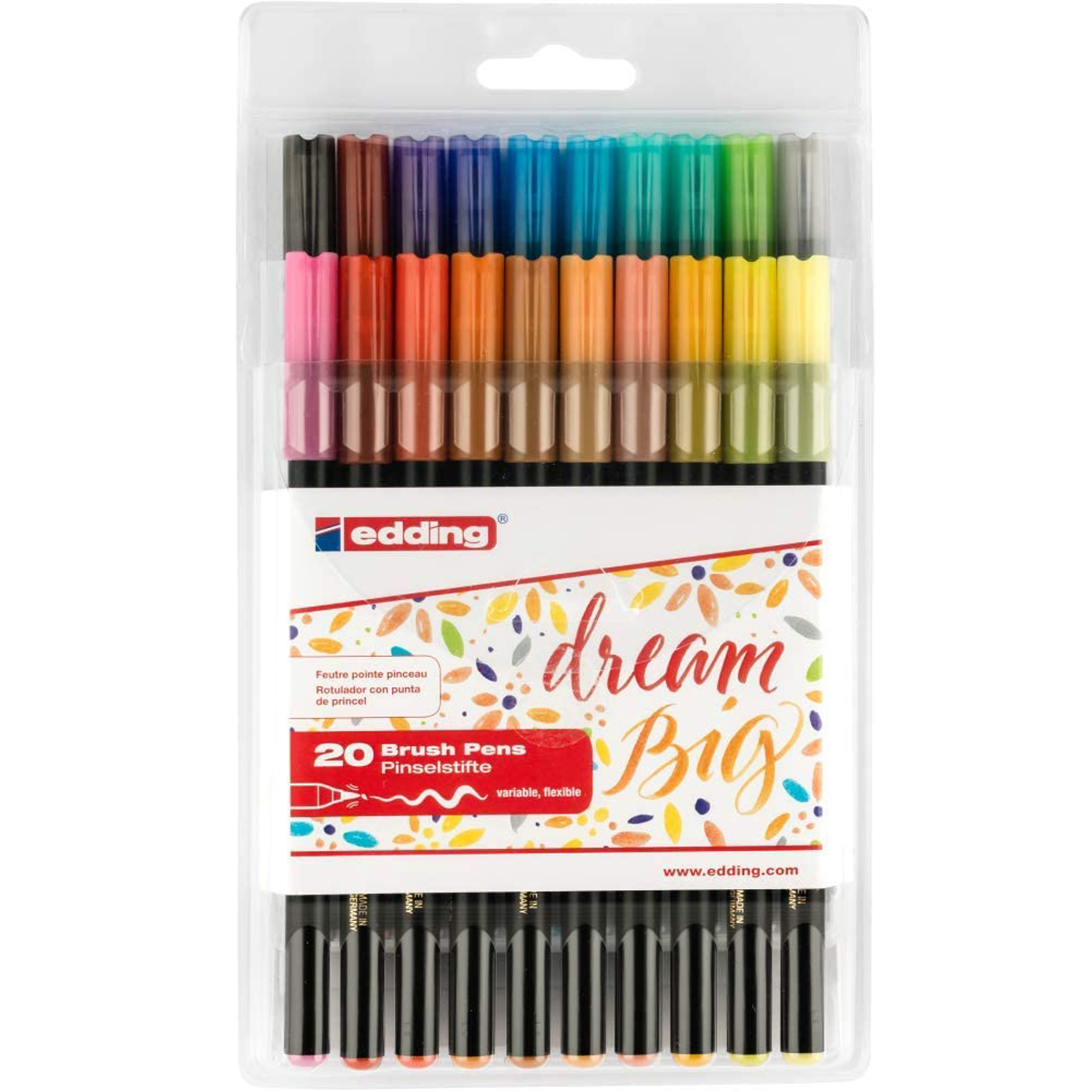 Rotulador Edding E-1300 Punta Pincel Flexible Estuche C/20 piezas