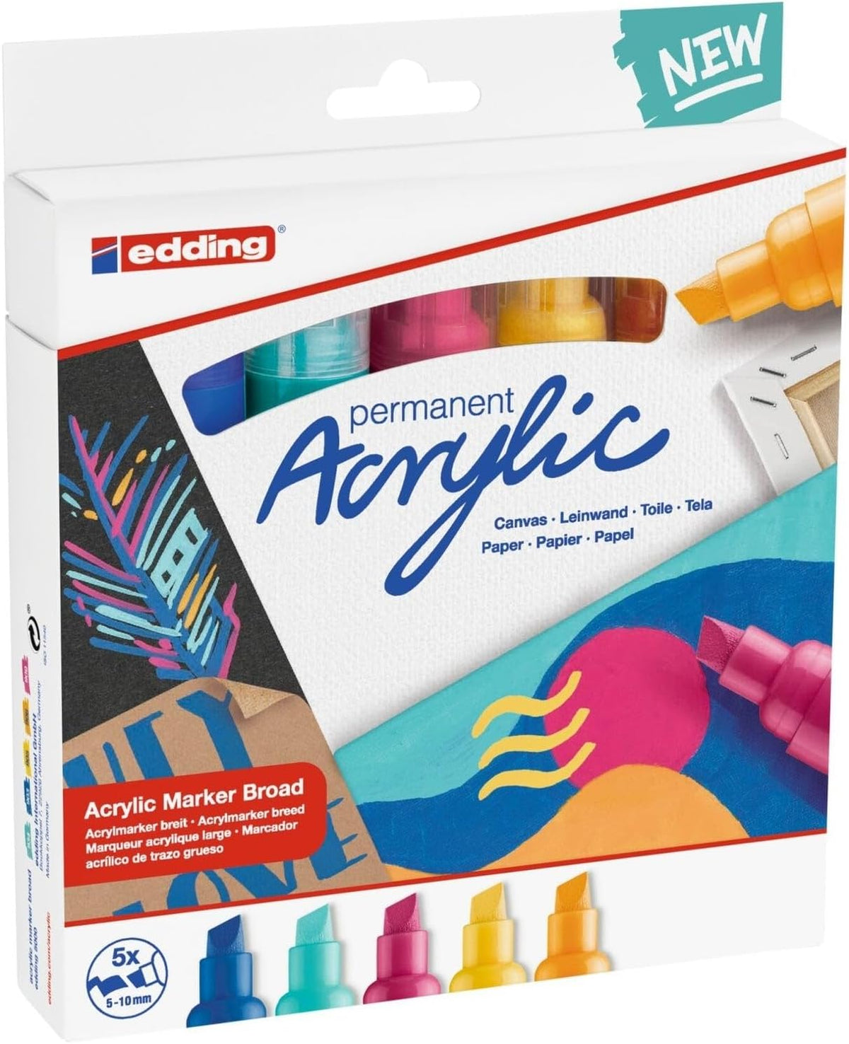 Edding 5000 Acrylic Marker Chisel Nib 5-10mm Set of 5