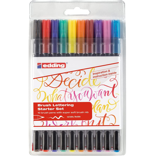 Rotulador Edding E-1340-10-2 Brushpen Punta Pincel Flexible Caja C/10 Piezas