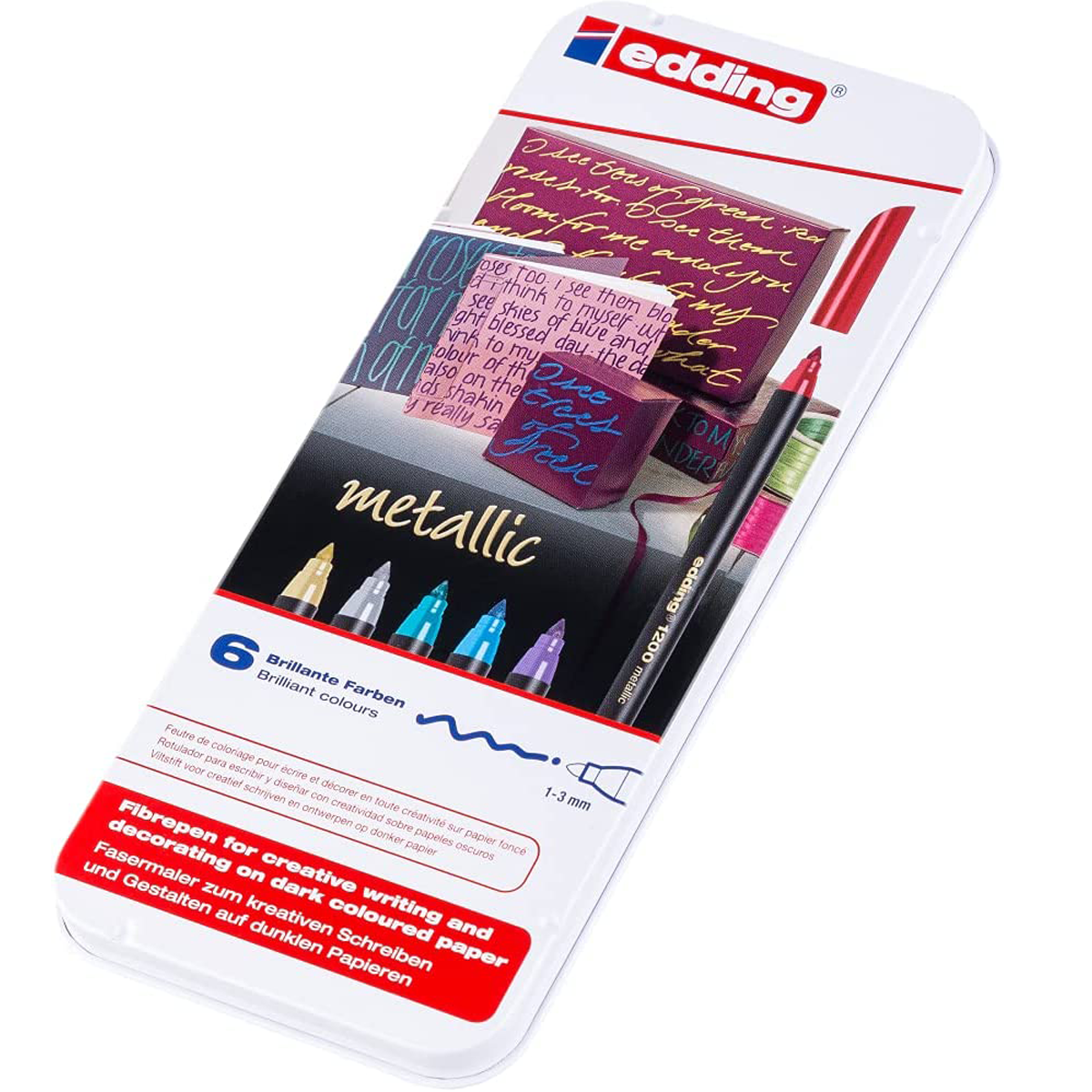 Rotulador Edding 1200 Papel Metalicos Punta Conica 1-3mm Estuche Caja C/6 Piezas