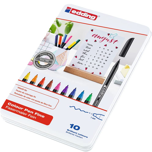 Rotulador edding 1200 Punta Fibra 1mm Papel Estuche Metal C/10 Piezas