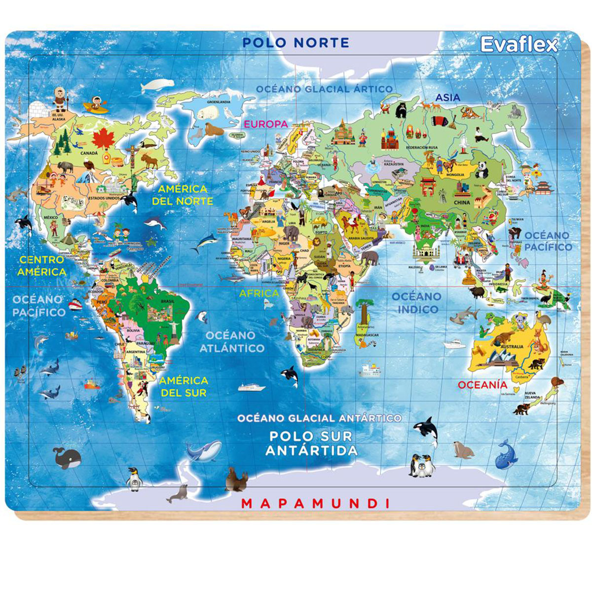 Evaflex Wooden Jigsaw Puzzle World Map With 100 Pieces 40*48cm