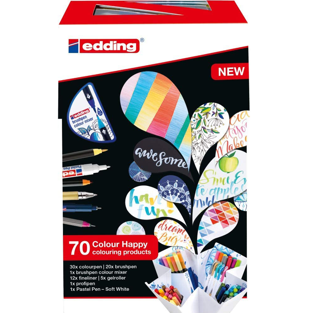 Happy Edding Big Box 69+1 Mezclador Colores Surtidos 70 Piezas Papel