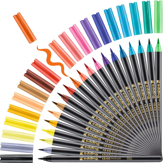 Rotulador Edding E-1300 Punta Pincel Flexible Estuche C/20 piezas