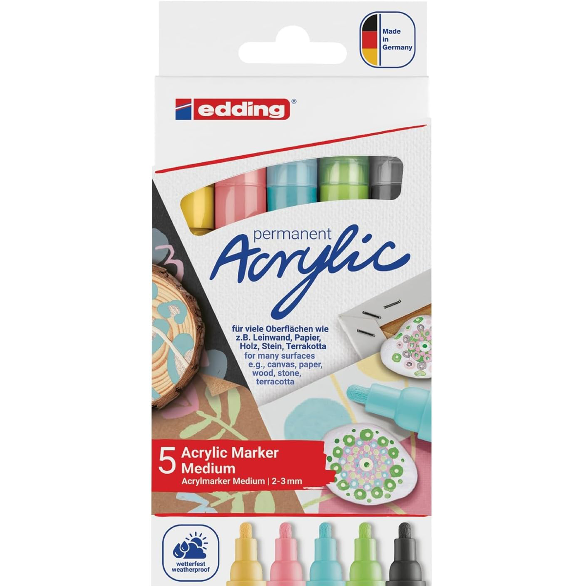 Edding 5100 Pastel Round Nib Markers 2-3mm Box with 5 pieces