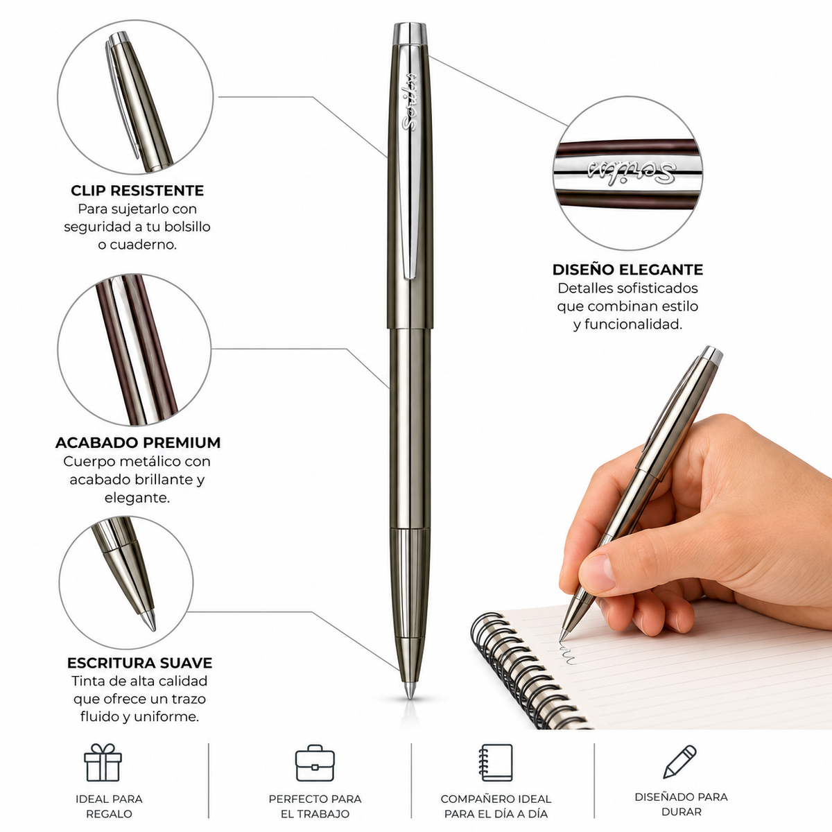 Bolígrafo Scrikss F108 Chrome Metálico con Estuche