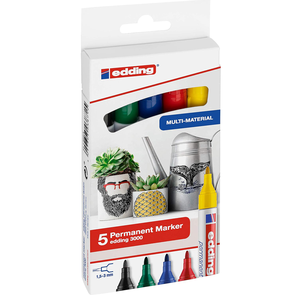 Edding 3000 Permanent Marker Refillable 1.5-3mm Pk/5