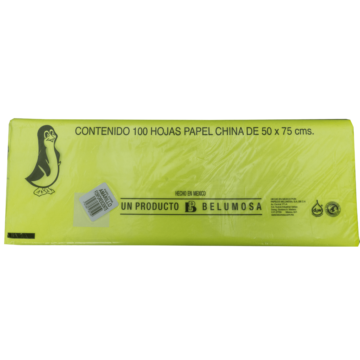 Papel China Pingüino Belumosa Fosforescente Bolsa c/100 pliegos