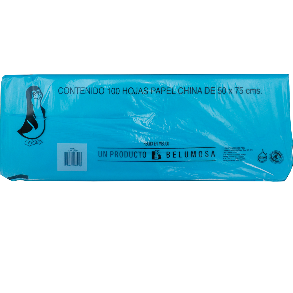 Papel China Pingüino Colores Basicos 75*50cm c/100 pliegos