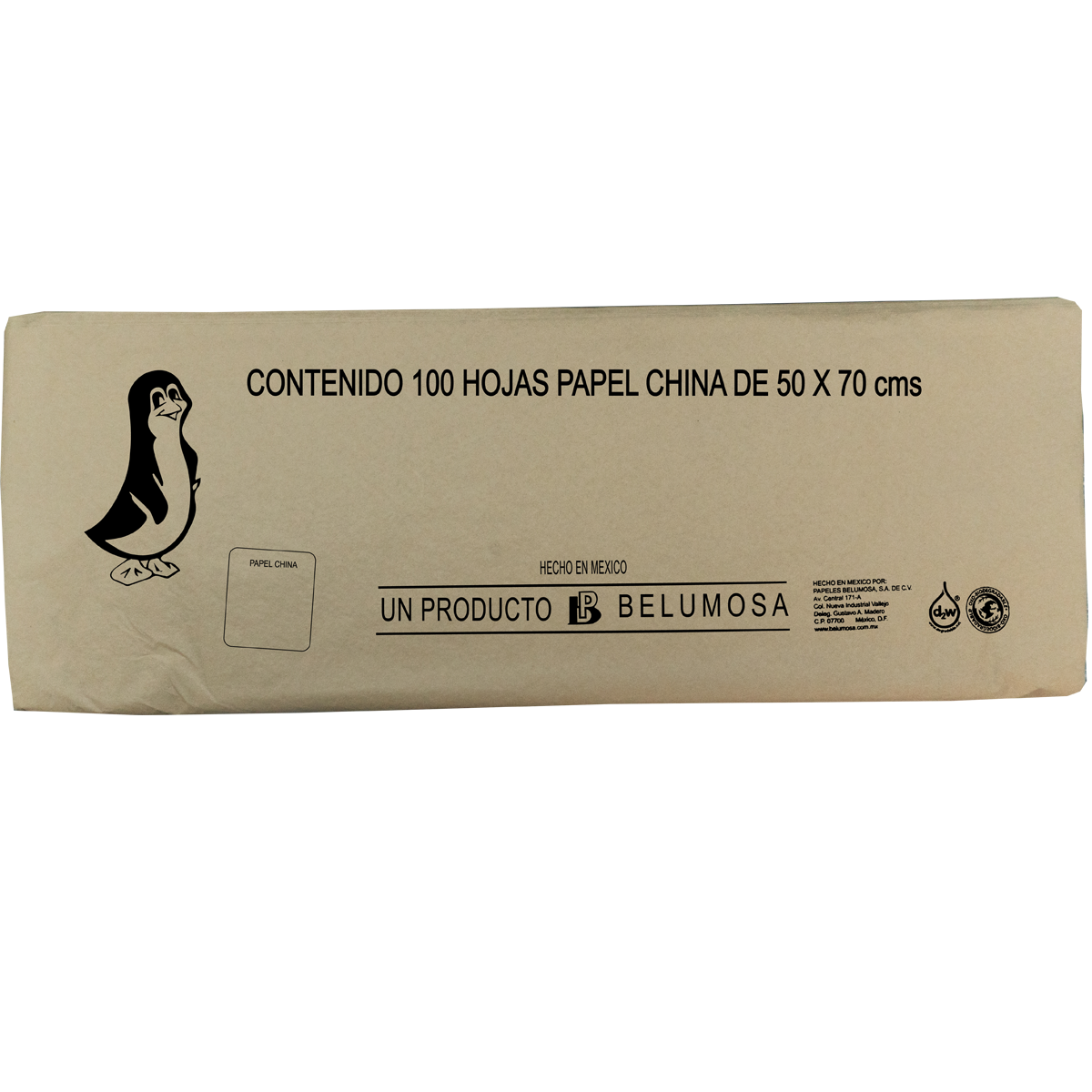 Papel China Pingüino Colores Basicos 75*50cm c/100 pliegos