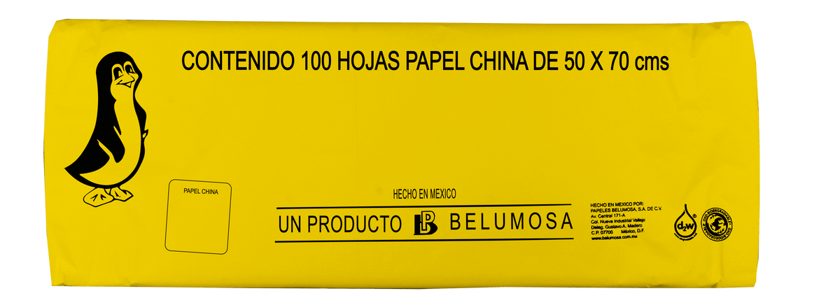 Papel China Pingüino Colores Basicos 75*50cm c/100 pliegos