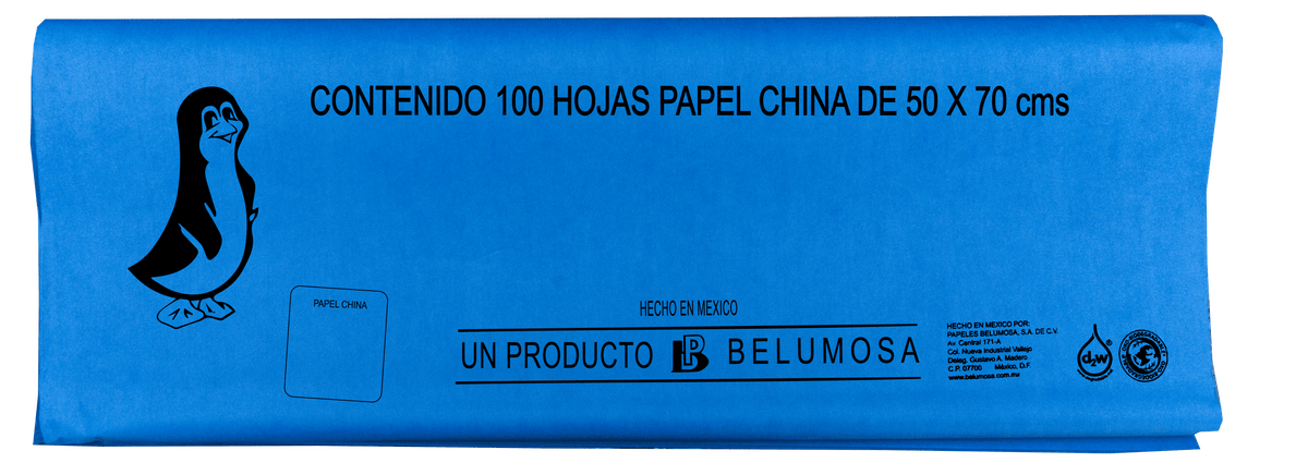 Papel China Pingüino Colores Basicos 75*50cm c/100 pliegos