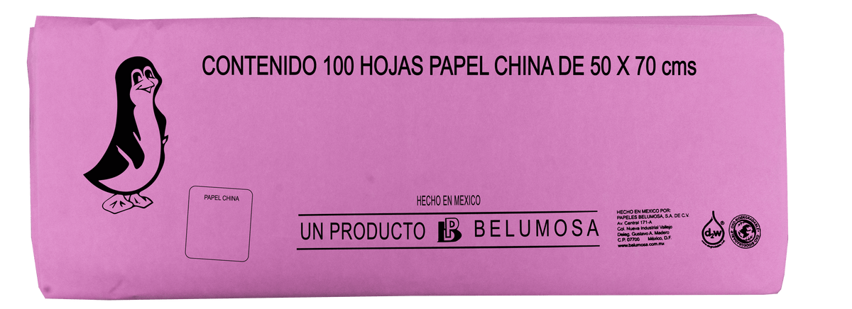 Papel China Pingüino Colores Basicos 75*50cm c/100 pliegos