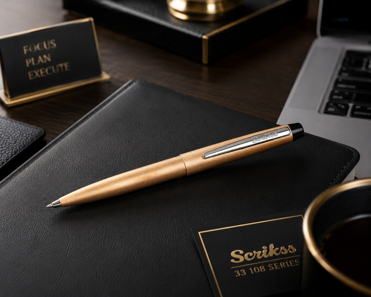 Bolígrafo Premium Metálico Scrikss F108 Gold Tinta Negra