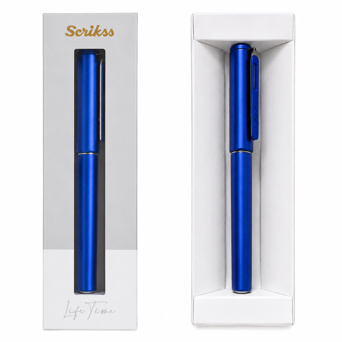 Pluma Fuente Scrikss Azul Linea Punto Blue Tinta Negro