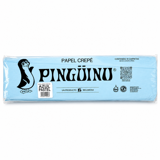 Papel Crepe Pastel Azul Pingüino Belumosa Bolsa C/10 Pliegos