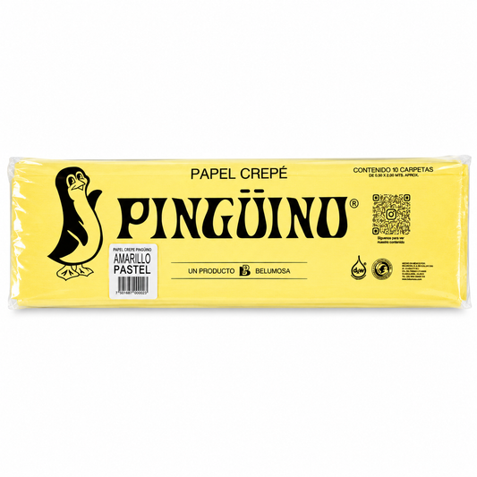 Papel Crepe Pingüino Belumosa Bolsa c/10 piezas Amarillo Pastel