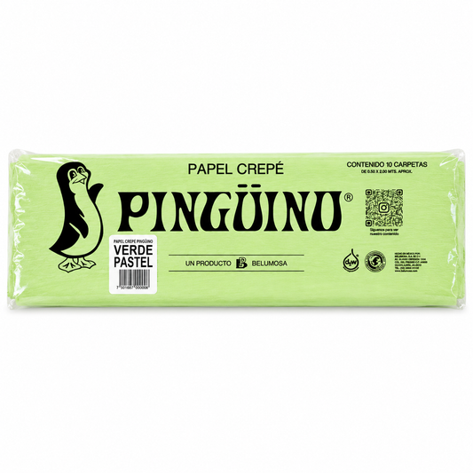 Papel Crepe Pingüino Belumosa Bolsa c/10 piezas Verde Pastel