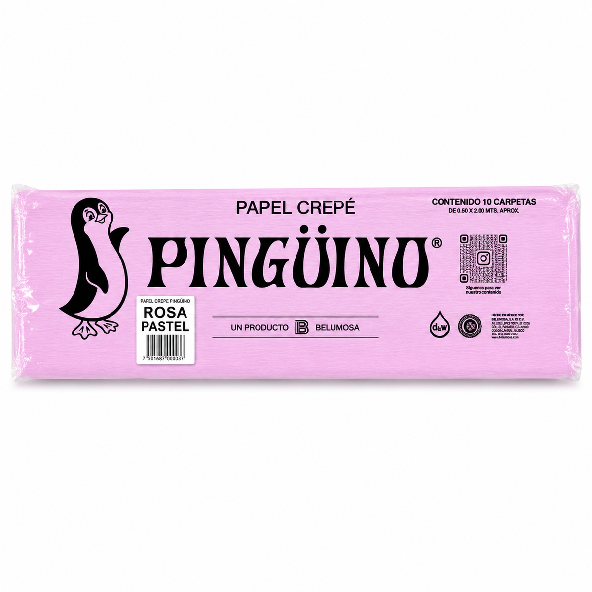 Papel Crepe Pingüino Belumosa Bolsa c/10 piezas Rosa Pastel
