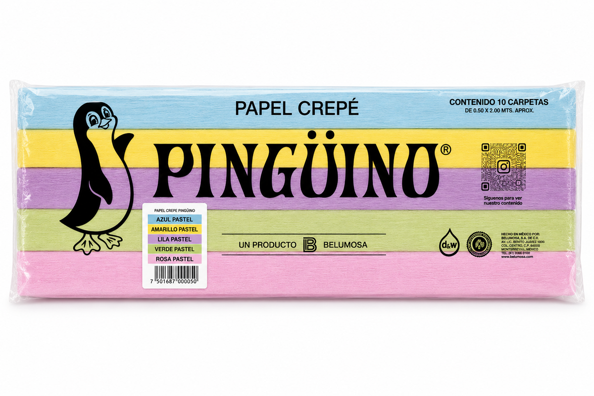 Crepe Paper Penguin Belumosa Bag with 10 pieces Mixed Pastel Original