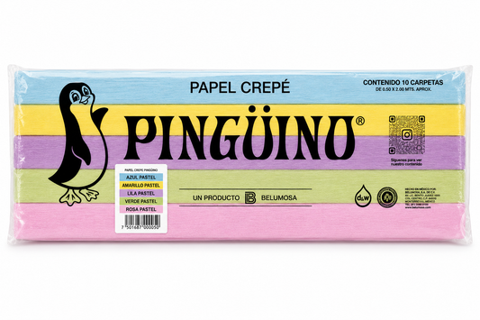 Papel Crepe Pingüino Belumosa Bolsa c/10 piezas Combinado Pastel Original