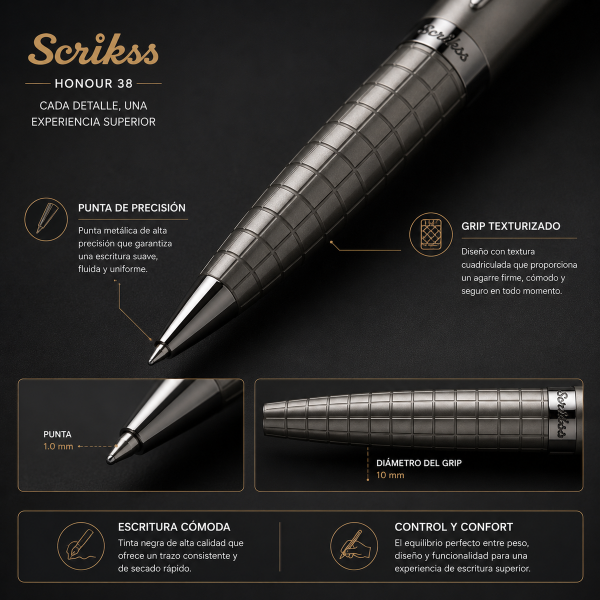 Boligrafo Scrikss Honour 38 Carbon Metalico Ejecutivo