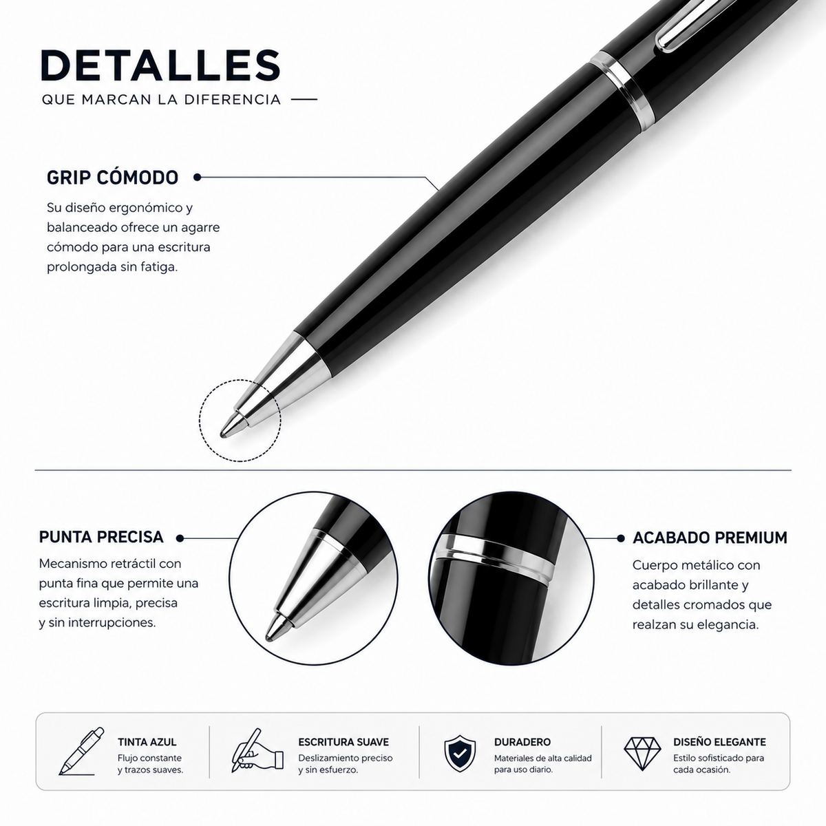 Bolígrafo Scrikss Noble 35 Negro Brillante con Estuche