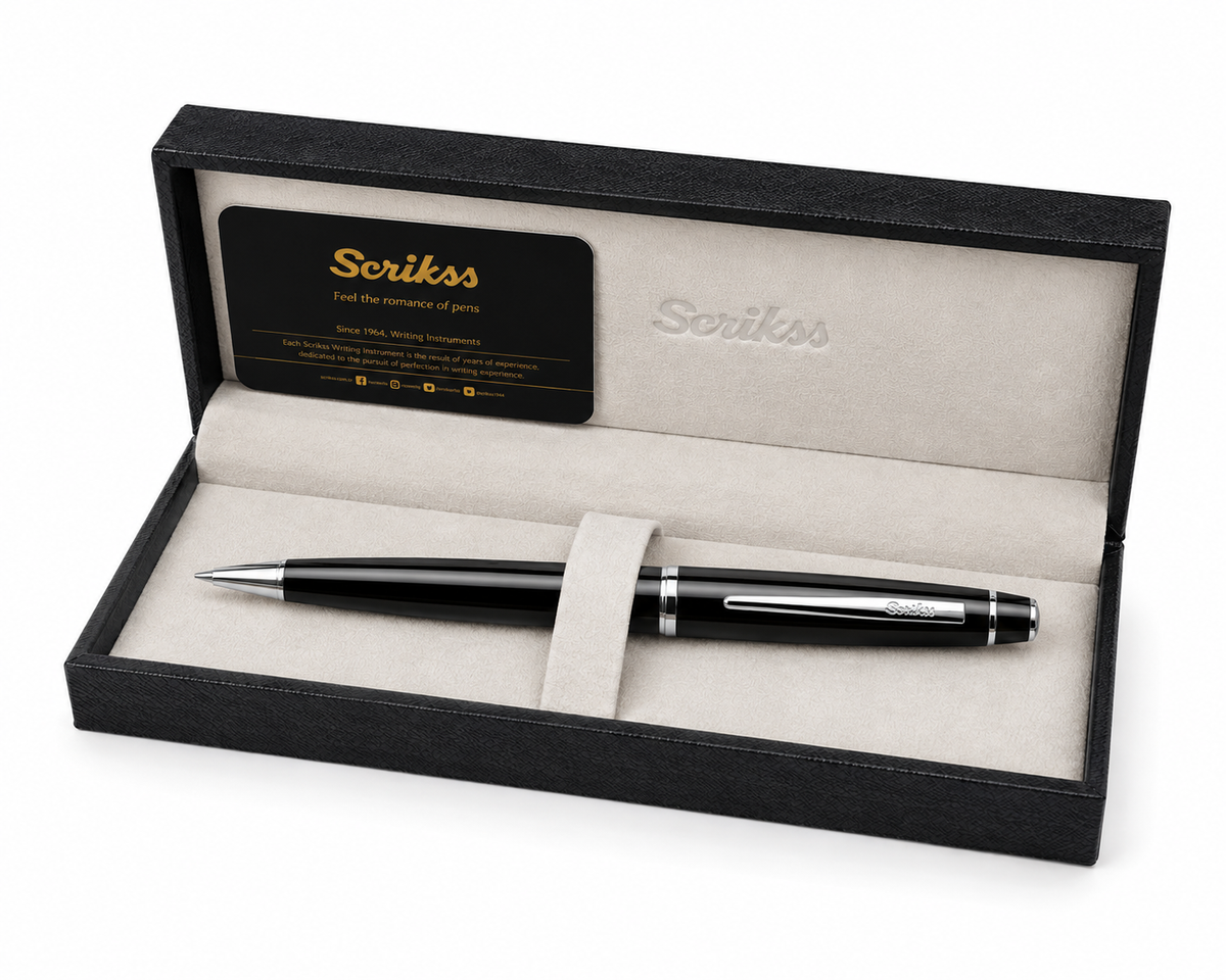 Bolígrafo Scrikss Noble 35 Negro Brillante con Estuche