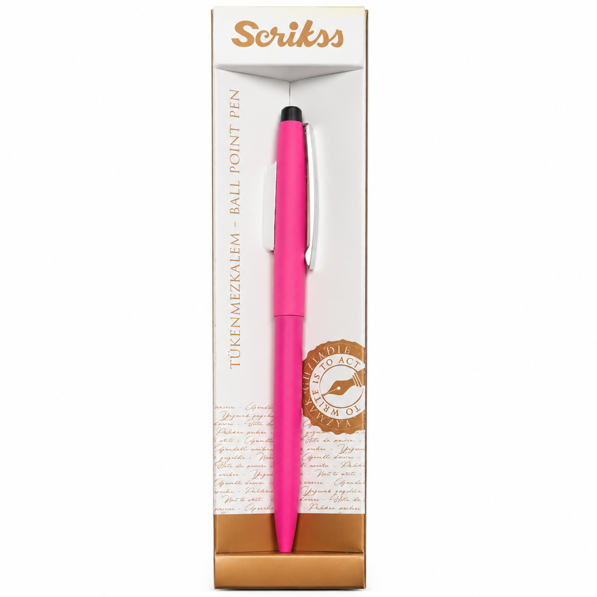 Bolígrafo Scrikss F108 Rosa Metálico Tinta Negra