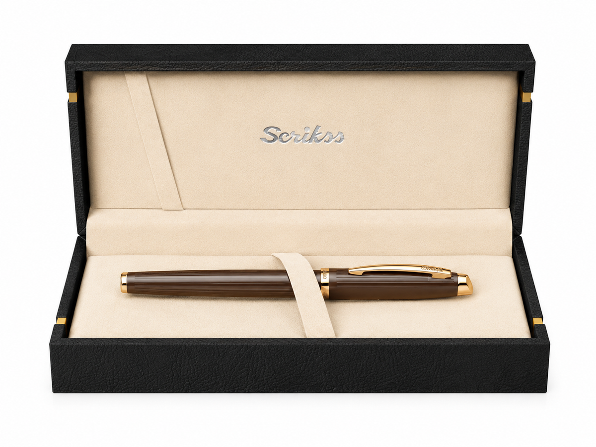 Bolígrafo Scrikss Oskar 39 Café Dorado con Estuche