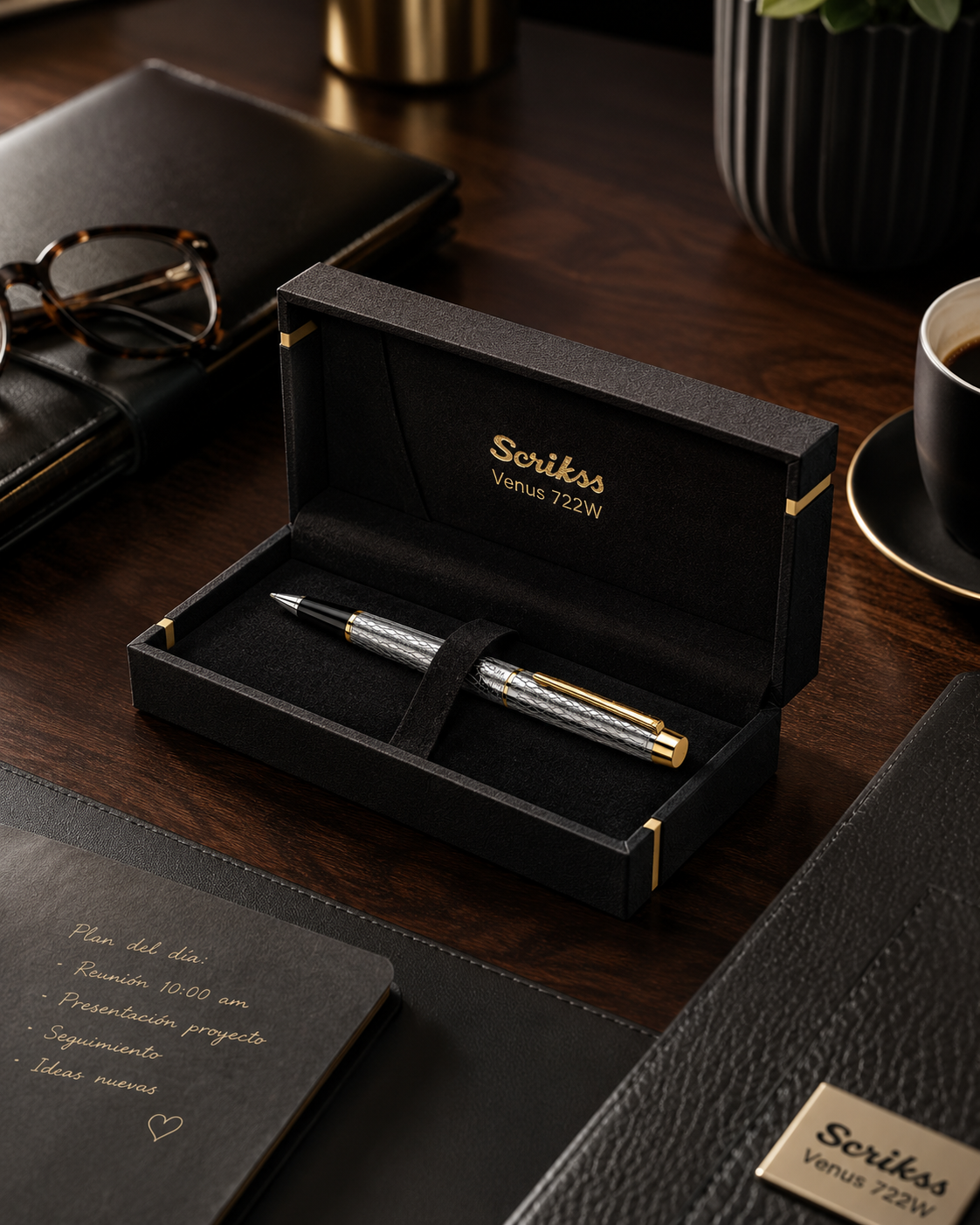Boligrafo Scrikss Venus 722W Cromo Oro Con Estuche