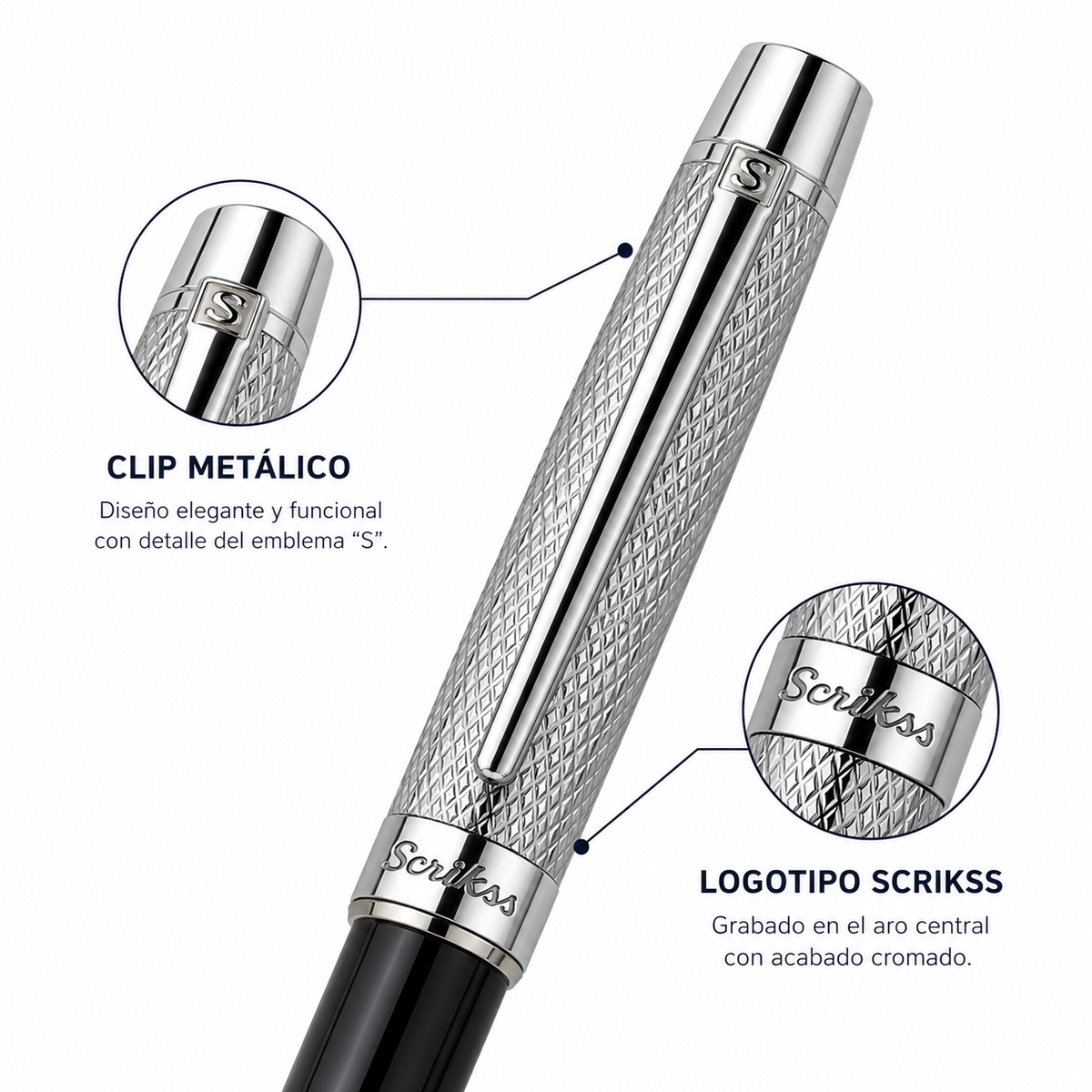 Pluma Fuente Scrikss Venus 722W Cromo con Estuche