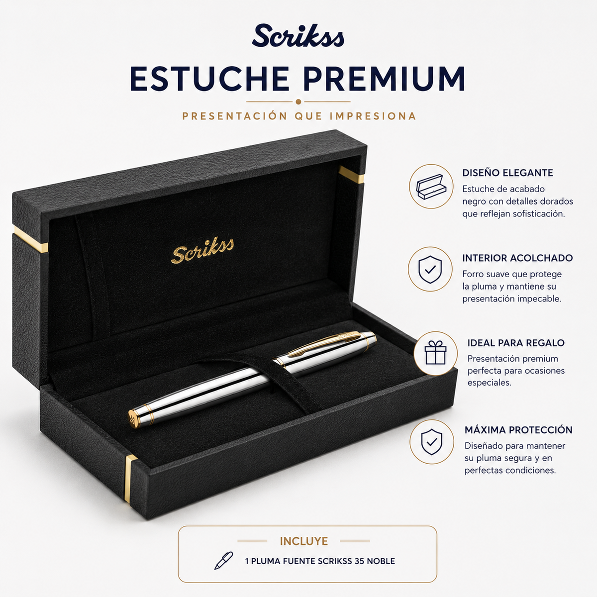 Pluma Fuente Scrikss Noble 35 Cromo Oro