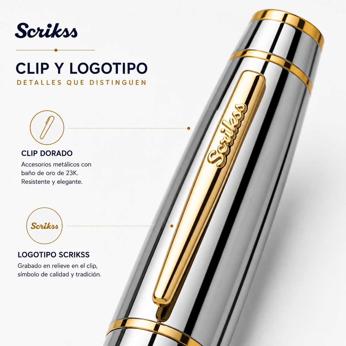 Pluma Fuente Scrikss Noble 35 Cromo Oro