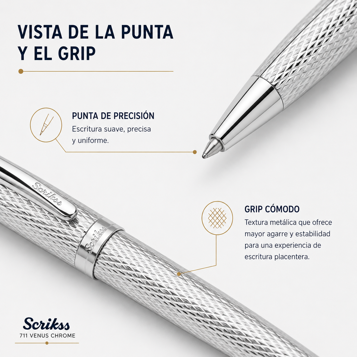 Bolígrafo Scrikss Venus 711 Chrome con Estuche