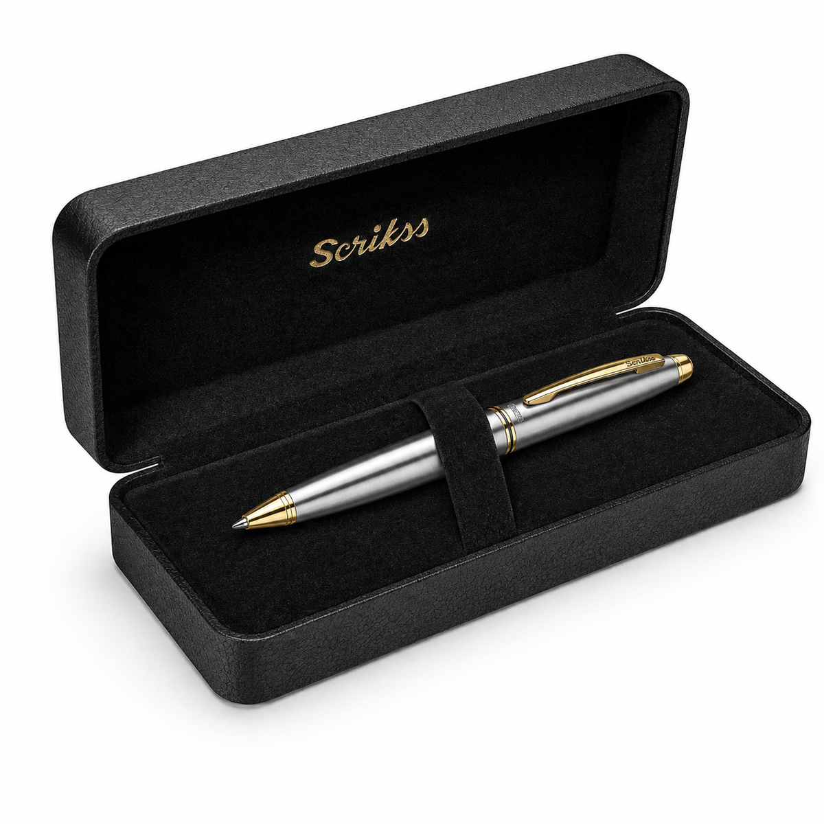 Boligrafo Scrikss 88 Knight Cromo Oro Metalico Con Estuche