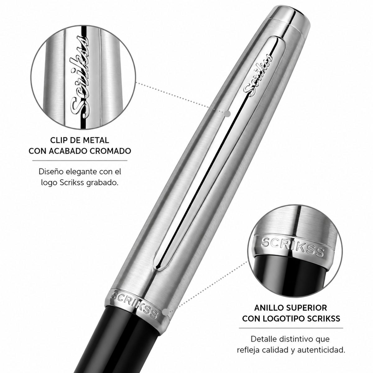 Boligrafo Scrikss 78 Metropolis Negro Cromo Metalico