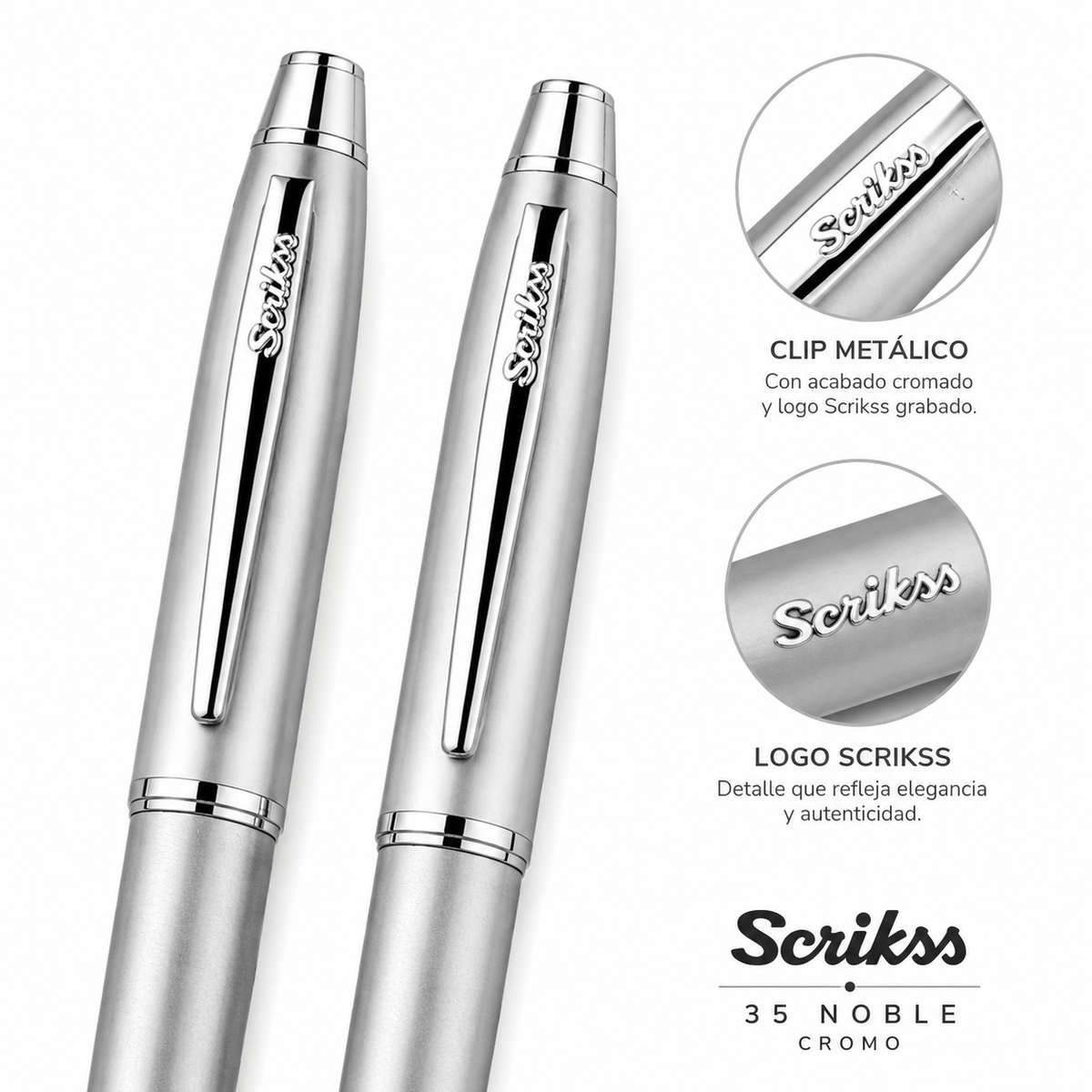 Juego Scrikss Noble 35 Bolígrafo Portaminas Cromo