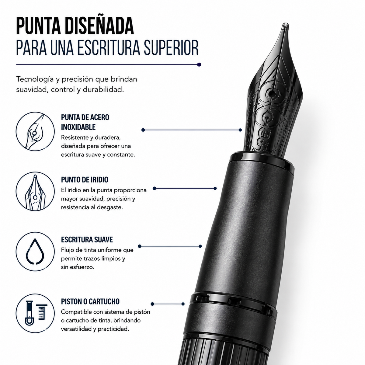Pluma Fuente Scrikss Noble 350 Negro Mate con Estuche