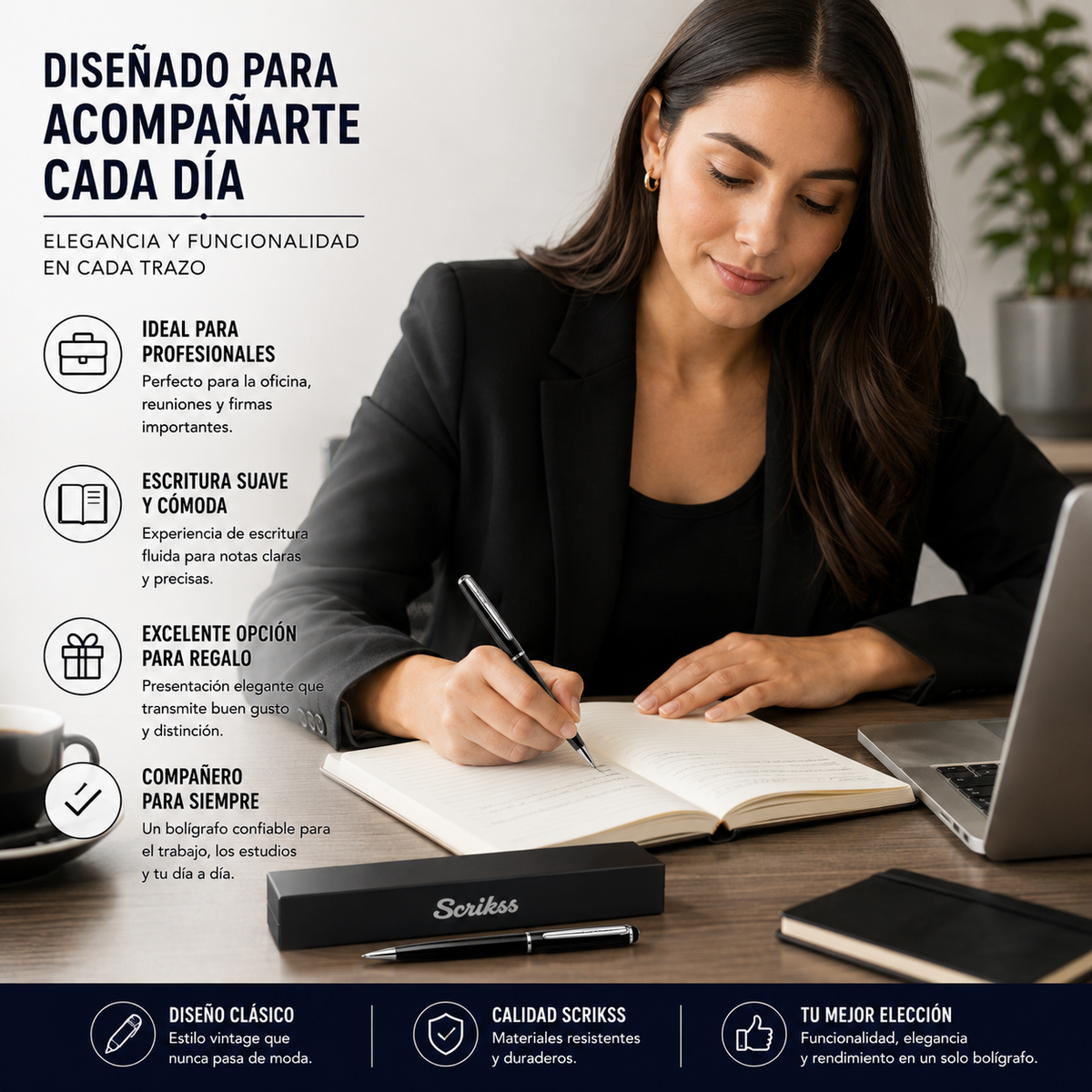 Bolígrafo Scrikss 41 Vintage Negro Metálico
