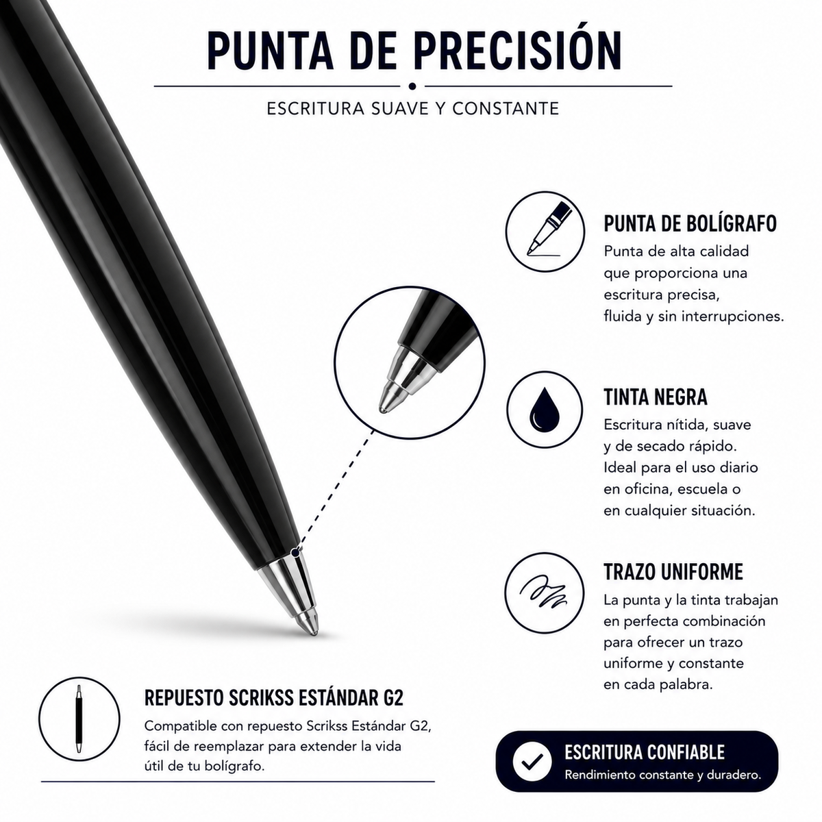 Bolígrafo Scrikss 41 Vintage Negro Metálico