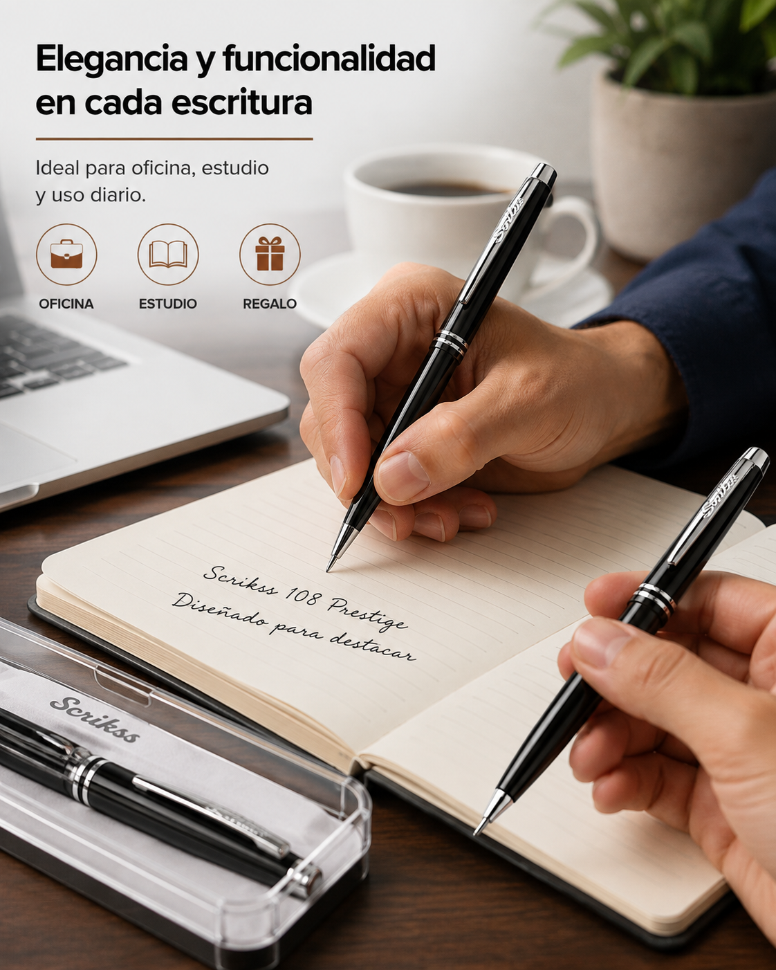 Juego Scrikss 108 Prestige Bolígrafo Portaminas Negro