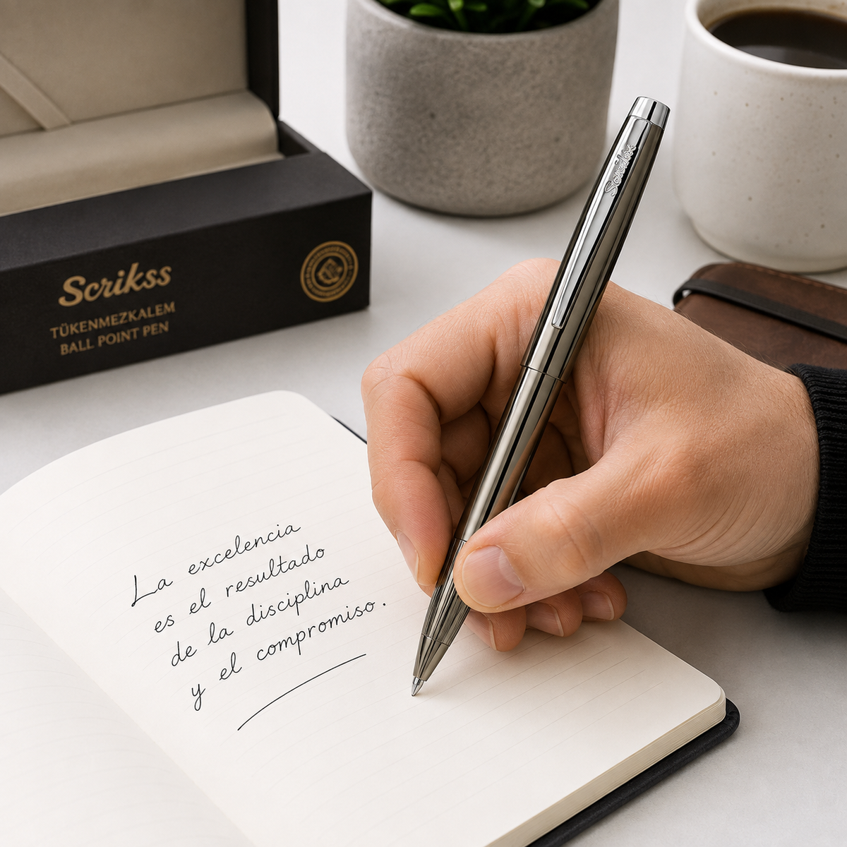 Bolígrafo Scrikss F108 Chrome Metálico con Estuche