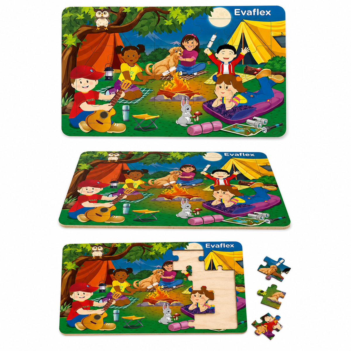 Rompecabezas Madera Evaflex Fogata C20 Piezas 20x30cm Infantil Didactico Educativo Armable Juego